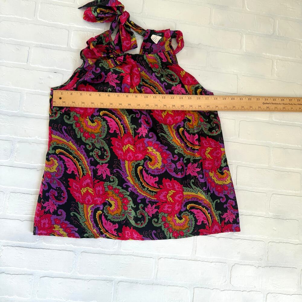 J.CREW Women's Floral Sleeveless Trapeeze Bow 100% Silk Top Blouse sz M - Picture 6 of 6